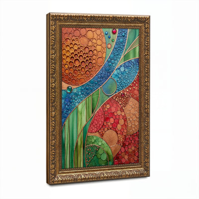Art mural en toile noyer doré encadré pour le salon, la chambre à coucher, le bureau ou le vestibule - Décoration murale décorative avec motif abstrait