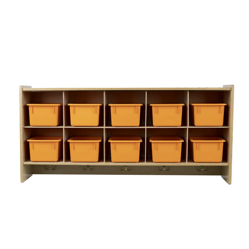 Casier en bois massif 10 compartiments, Orange