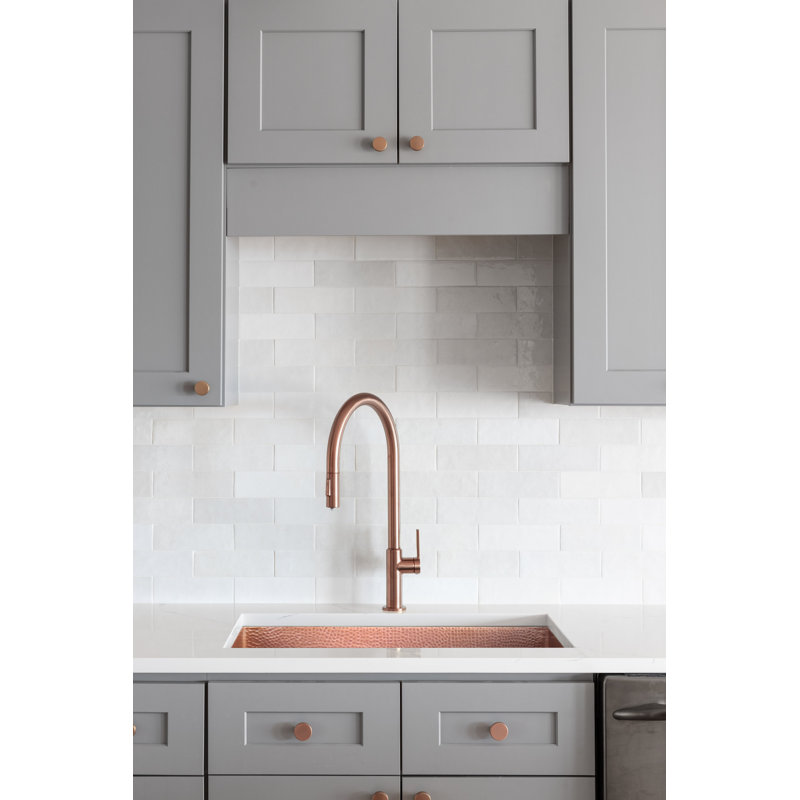 Fossil Blu Luxury 30" 12-Gauge Hammered Copper Undermount/Drop-In Sink, Medium Patina, Incl Accs