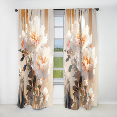 Paladora Peony Blossoms Of Tranquility II - Peony Curtain - Velvet Room Darkening - 1 panel
