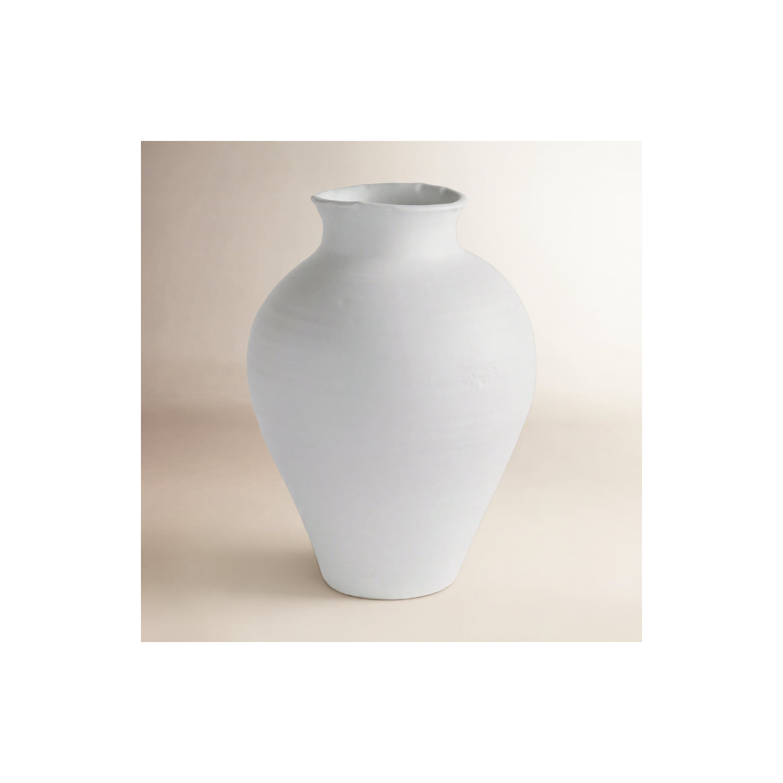 Ambretta Handmade Terracotta Table Vase, 16.75" H x 12" W x 12" D, White