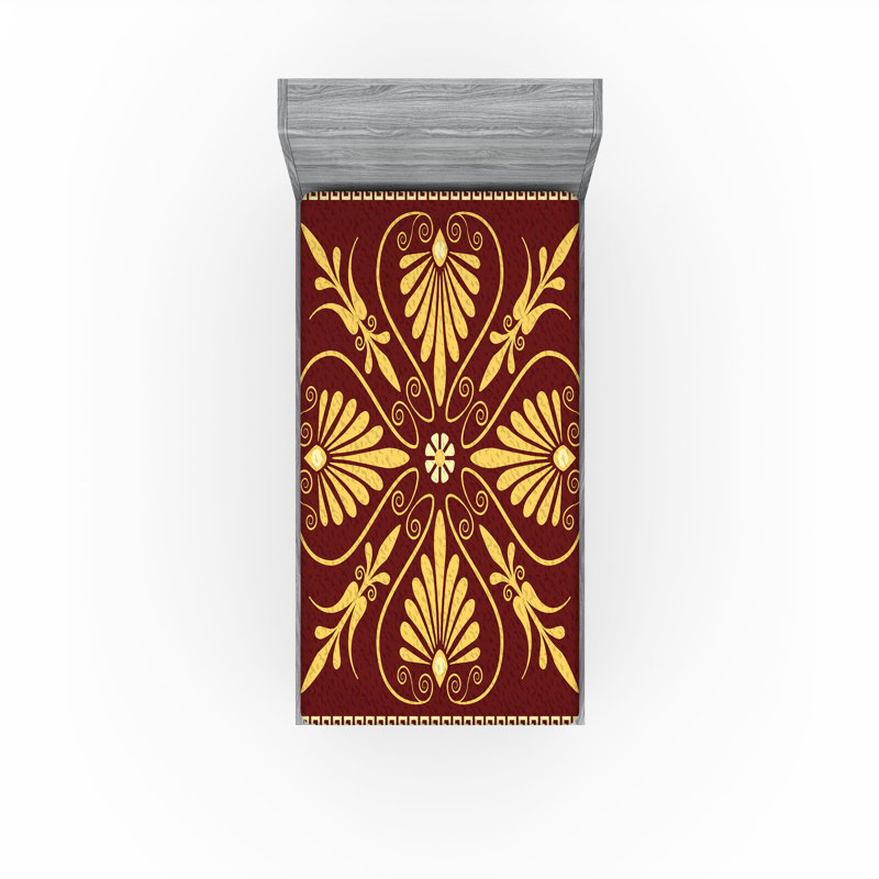 Ambesonne Fitted Sheet 2-Pack, Yellow/Ruby Oriental, Twin XL Fitted Sheet