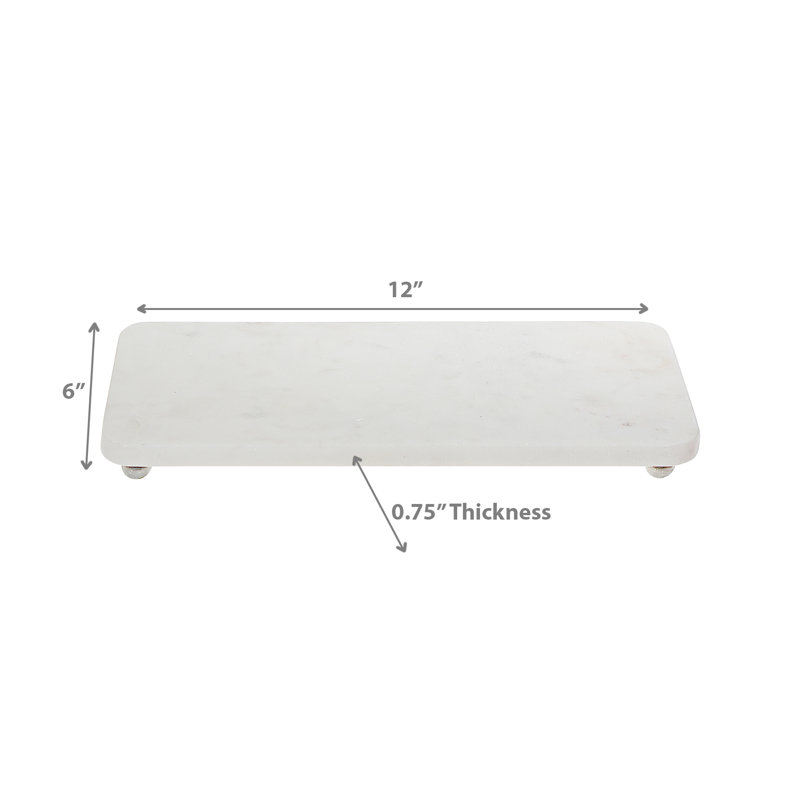 Beatrice White Marble Rectangle Tray