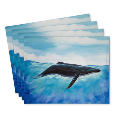 Blue Whale Polyester Placemats Set of 4 - Home Decor Essential