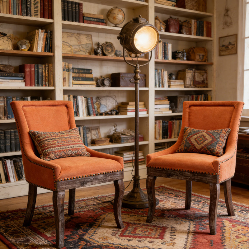 Farmhouse Upholstered Side Chairs Set of 2, Vintage Solid Wood Kitchen Dining Chairs with Nailhead Trim & High Back Support, 350lbs Weight Capacity
