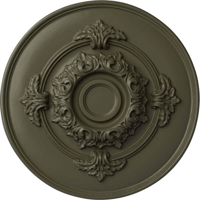 Médaillon de plafond Endurathane Monique, DO 13 3/4 po x P 1 po (convient aux auvents jusqu'à 3 3/4 po), finition hamamélis peinte à la main