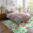 Vintage Floral Washable Rug, 8x10 Low Pile Soft Non Slip Area Carpet for Living Room Bedroom Kitchen Dining Office, Light Green-1887760391-1887760387