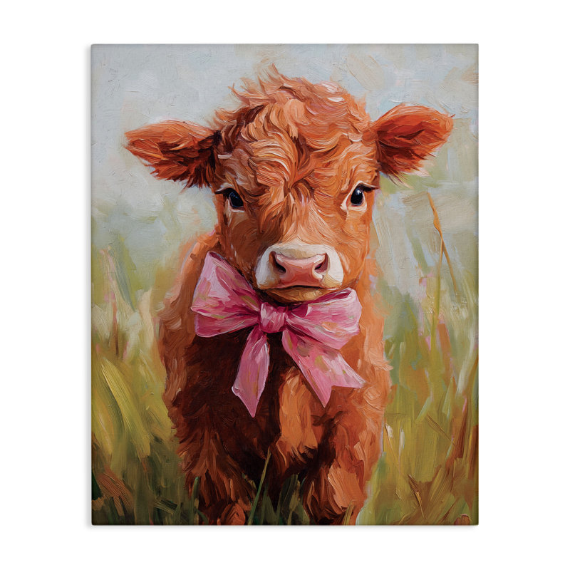 Toile Coquette Trotting Cow, design par Nina Blue, H 30 po x l 24 po