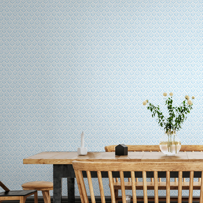 Mini Leaf - Forest 10m Wallpaper, Blue Geometric