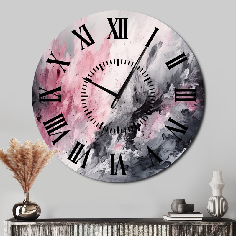 Horloge murale Evolving In Pink Grey, Surdimensionné