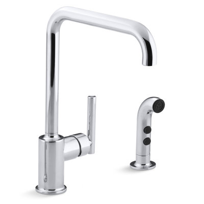 Purist® Two-Hole Kitchen Sink Faucet with 8" Spout and Matching Finish Sidespray