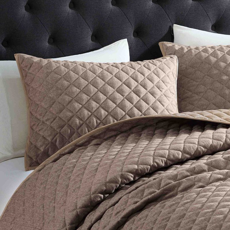 Hale 3 Pc Queen Mocha Coverlet Set, Queen Coverlet + 2 Standard Shams, Brown