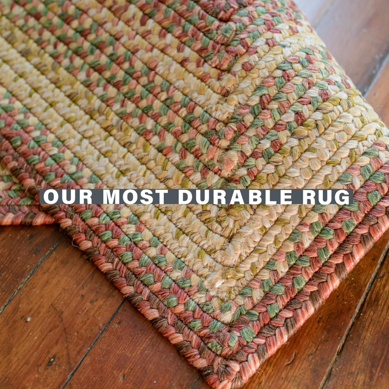  Braided Reversible Rug Washable Indoor/Outdoor Red/Gold Rug, Rectangle 4' x 6'