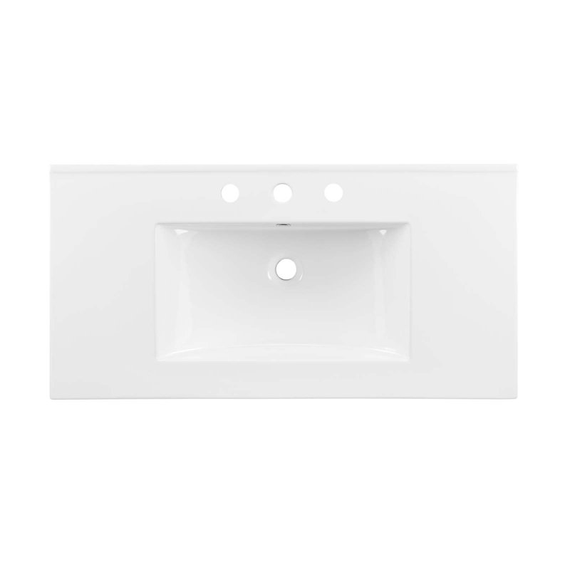 Soma 36'' Oak and White Freestanding Bathroom Vanity with Rattan Doors