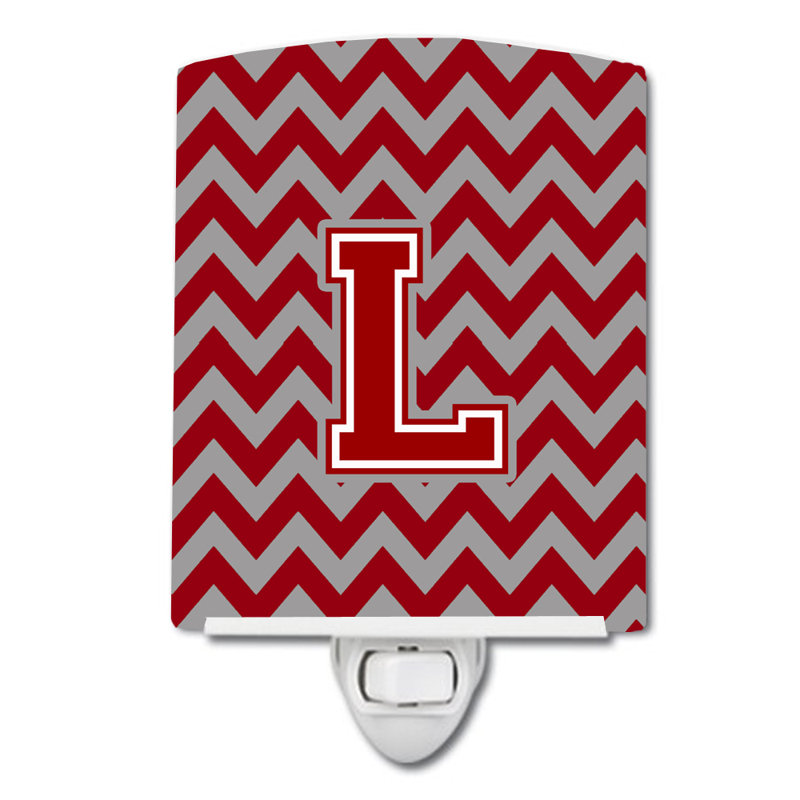 Éclairage de nuit en céramique chevron, Rouge marron, L