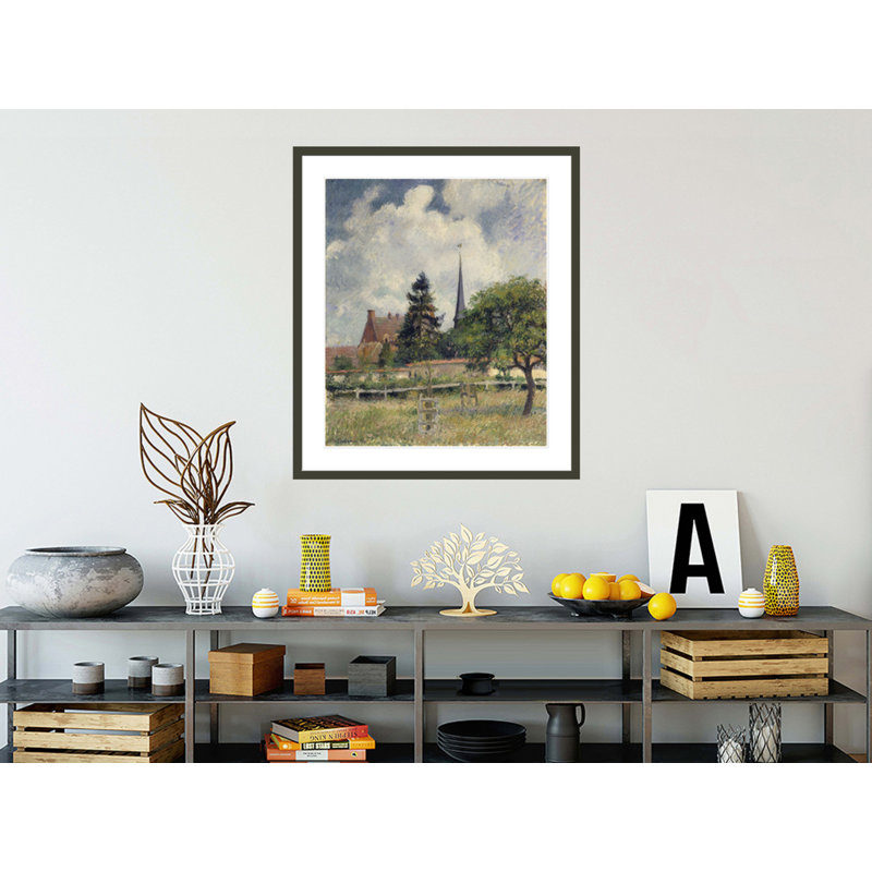«The Church at Eragny» par Camille Pissarro, impression giclée encadrée, H 38,89 po x l 33,5 po