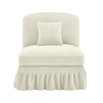 Sofa 1 place sans accoudoirs, recouvert de chenille, avec 1 coussin