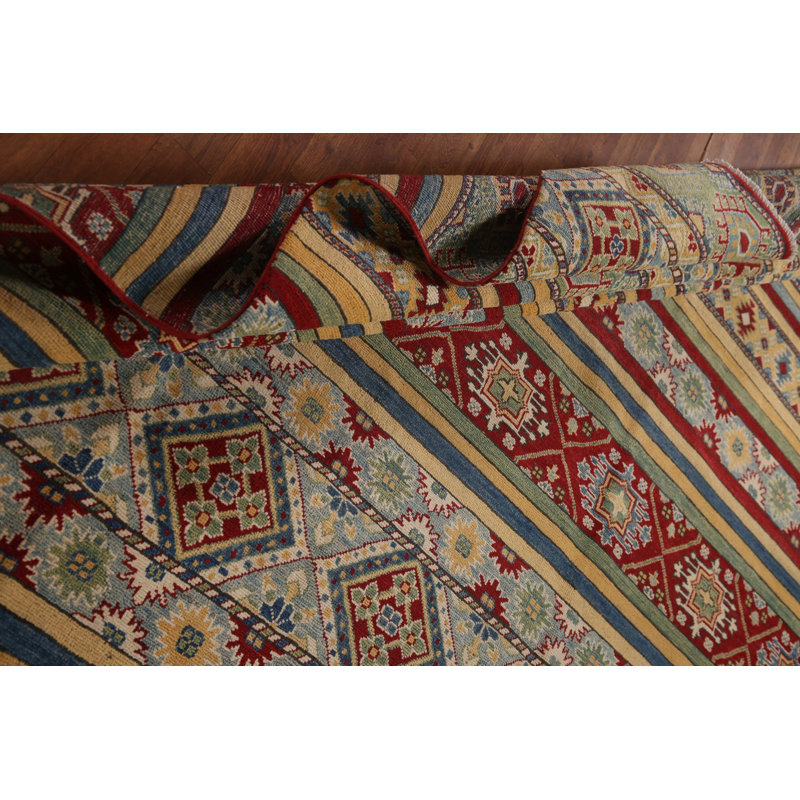 Tapis rayé à motif géométrique Kazak