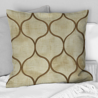 Coussin décoratif beige Mid-Century à treillis beige Mid-Century