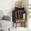 Record Player Stand With Nesting Vinyl Storage Crate, Record Player Table With Drawer & Solid Wood Legs, Side End Table For Turntables
