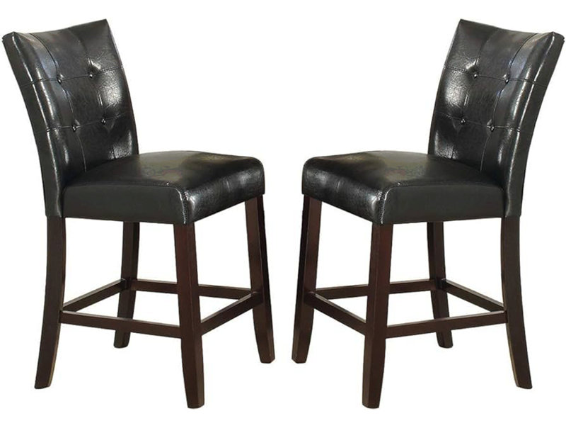 Ensemble de 2 chaises hautes capitonnées modernes en similicuir