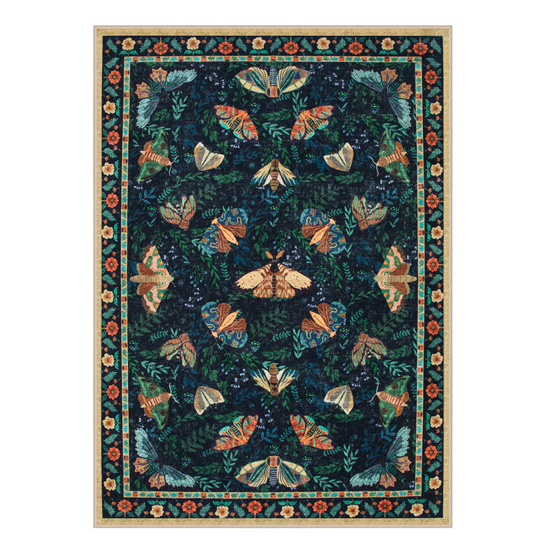 Animal & Insect  Floral 8X10 Area Rugs – Machine Washable with Non-Slip Backing rug for Living Room, Dining Room, Bedroom