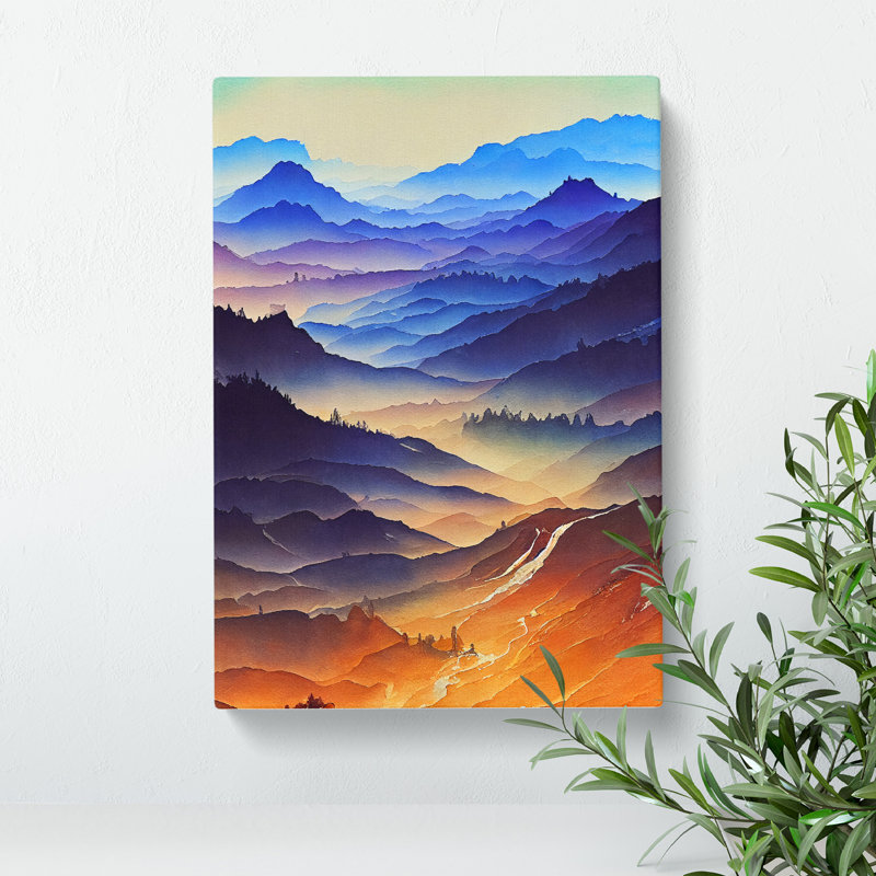 Mountain Landscape Painting No.5 - Wrapped Canvas Print, 50cm H x 35cm W x 3cm D