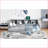 Twin XL Size Pine Wood Platform Bed with Storage Cabinets &amp; USB Ports, Gray – No Box Spring Needed-735897566