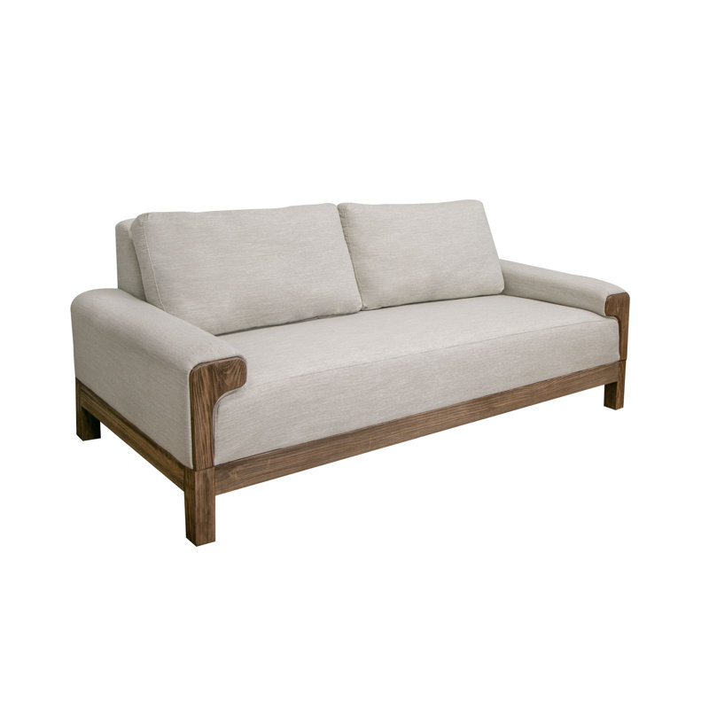Caisy Sofa, Foam Cushions, Solid Wood, 38"H x 69.25"W x 39.5"D, Ivory Polyester Blend