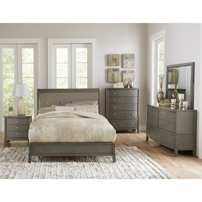 Ping Vegan Leather Bed, Gray, California King