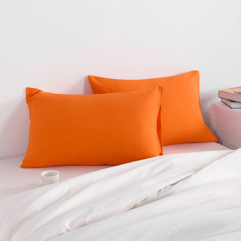 Taies d'oreiller de lit, 1800 taies d'oreiller en microfibre brossée avec fermeture à enveloppe - NTBAY, Orange, Grand