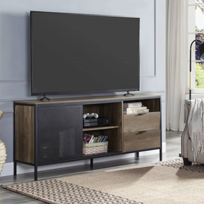 Nantan Rustic Oak & Black Finish TV Stand