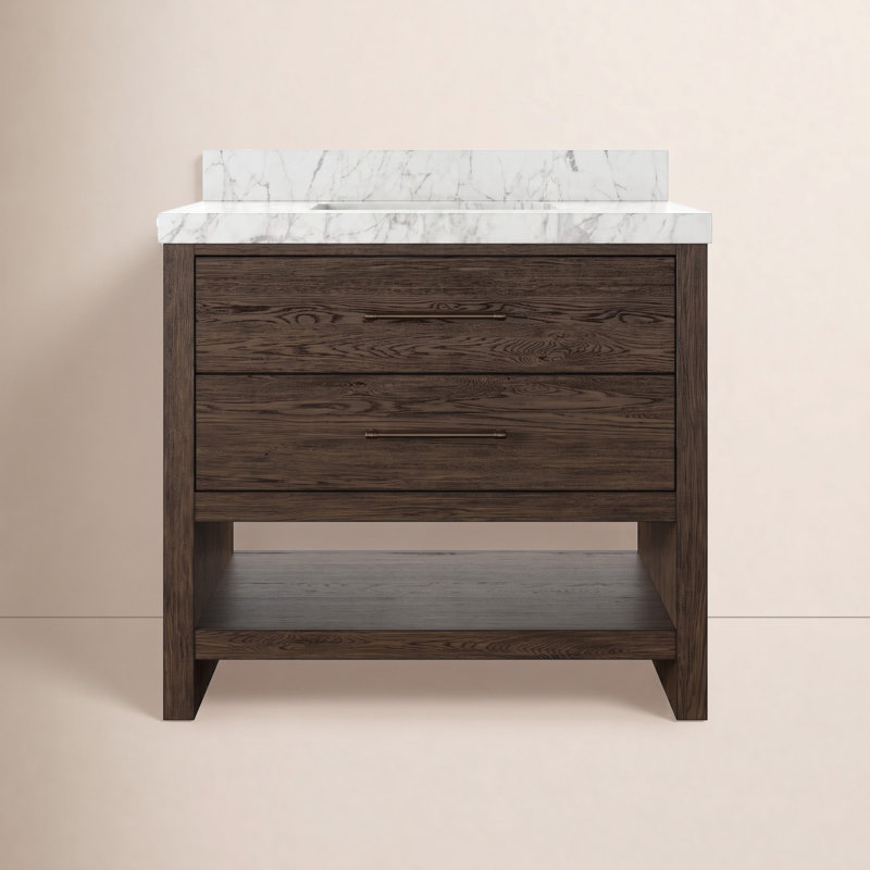Anthem Single Vanity, Satin Espresso Oak, Carrara Marble