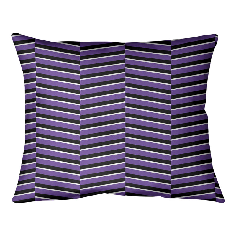 Coussin lombaire à rayures fracturées, H 10 po x l 14 po, Violet, Duvet / Plumes