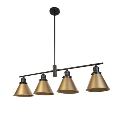 Luminaire suspendu en forme de cône pour îlot de cuisine à 4 lumières Binningup
