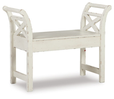 Banc de rangement à couvercle rabattable Avenly, Blanc