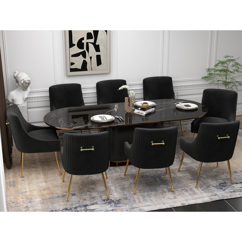 Chaise d'appoint en velours Baudel, Noir