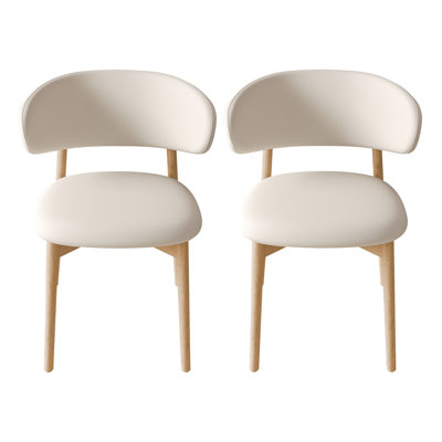 Faux Leather Upholstered Dining Chairs Kitchen Chairs Side Chairs Set of 2, with Ash Wood Frame Legs