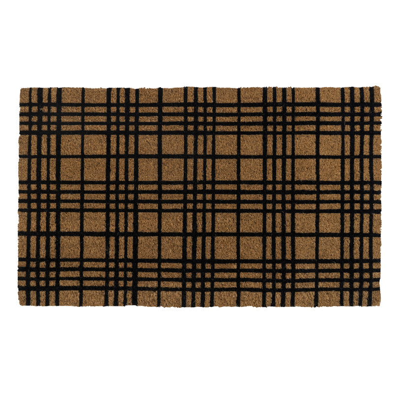 Fine Plaid Coir Doormat, 18" W x 30" L