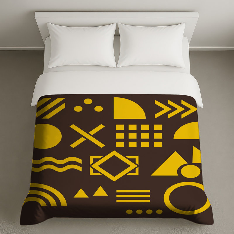 Housses de couette à formes géométriques jaunes, King