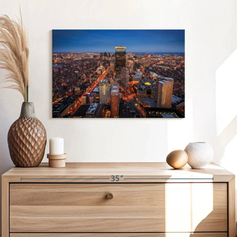 Skyline de Sirci Boston au coucher du soleil, H 16 po x l 24 po