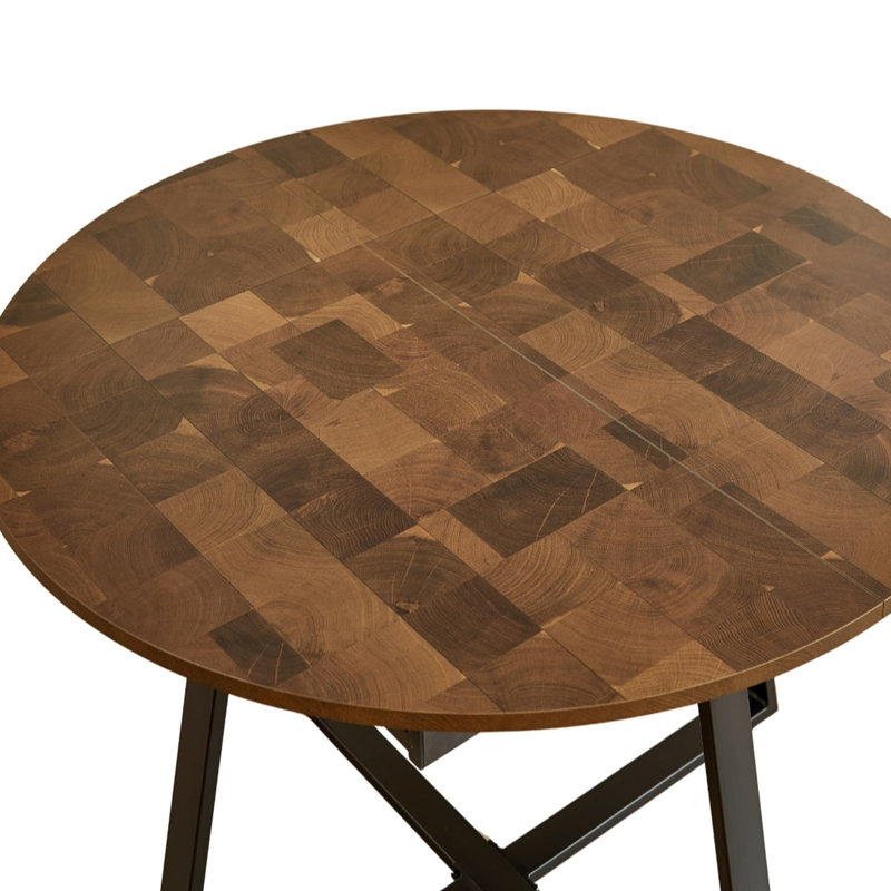 Extendable Round Metal Base Dining Table