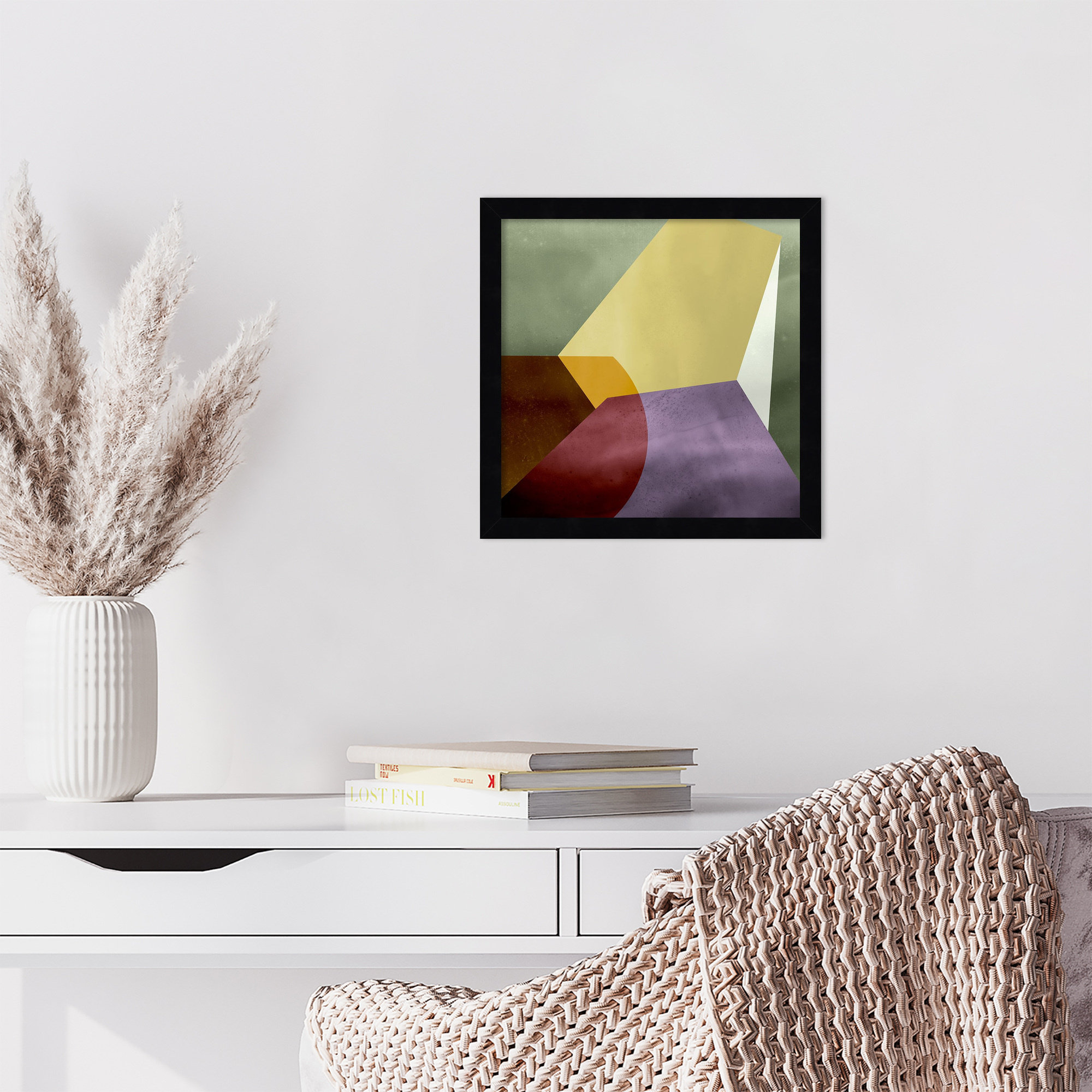 Essentially Minimal VI by Flagler Wood Framed Wall Art Print, 13" H x 13" W, Black