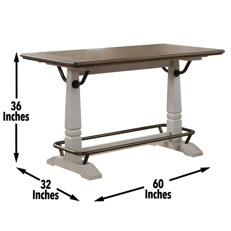 Ivory and Brown Wood Counter Height Farmhouse Gathering Table