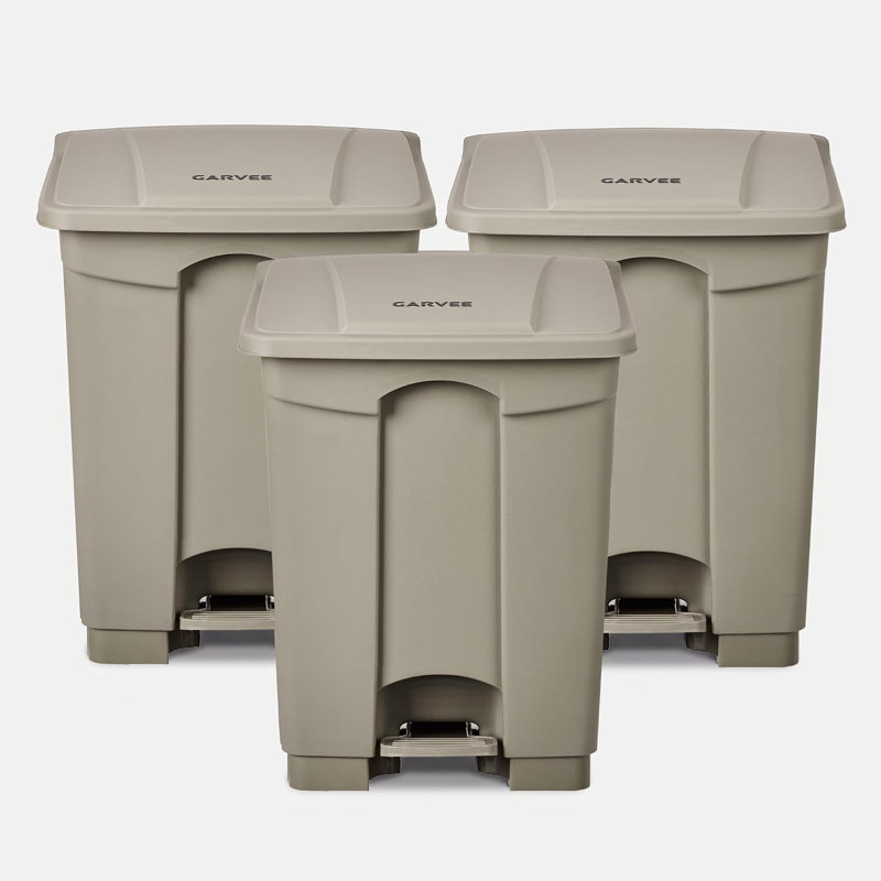 Poubelle de 68 litres (18 gallons), ensemble de 3 poubelles à pédale avec couvercle et pédale