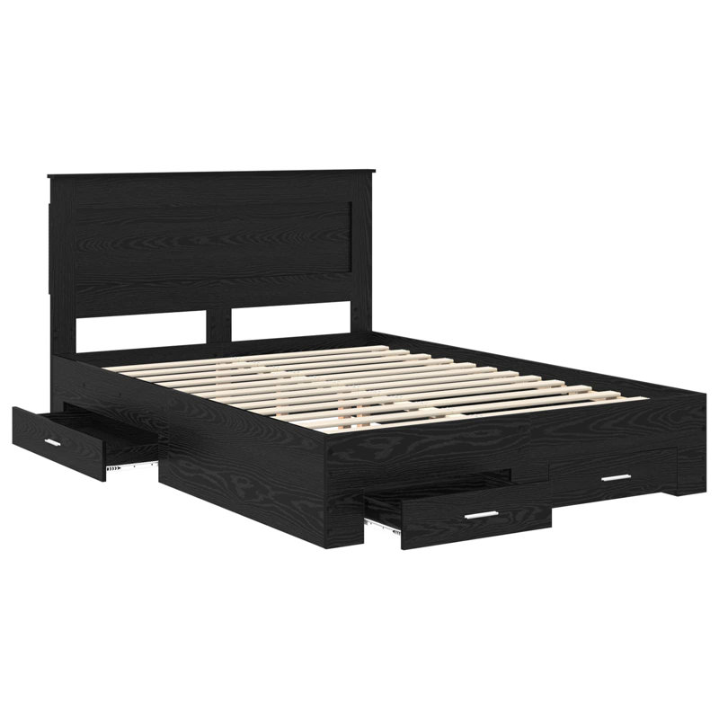 Bed, European Double (140 x 200 cm), Black Oak