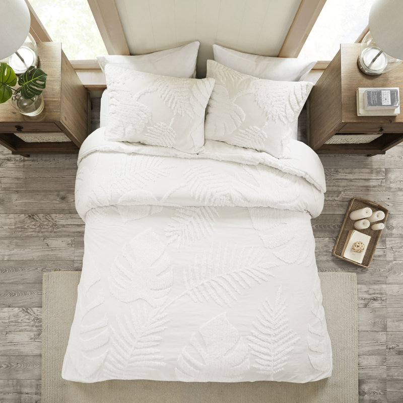 Édredon 3 pièces en chenille de coton -, design, double, plage tropicale, thème plage, Double TG + 2 taies décoratives