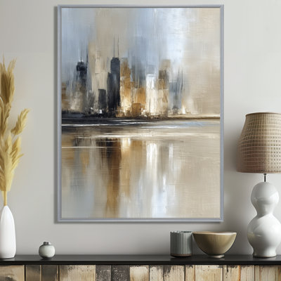 «Sunrise Rays Over Chicago Skyscrapers - Cityscape Large Wall Art, Blue Cityscape, reproduction d'art sur toile encadrée