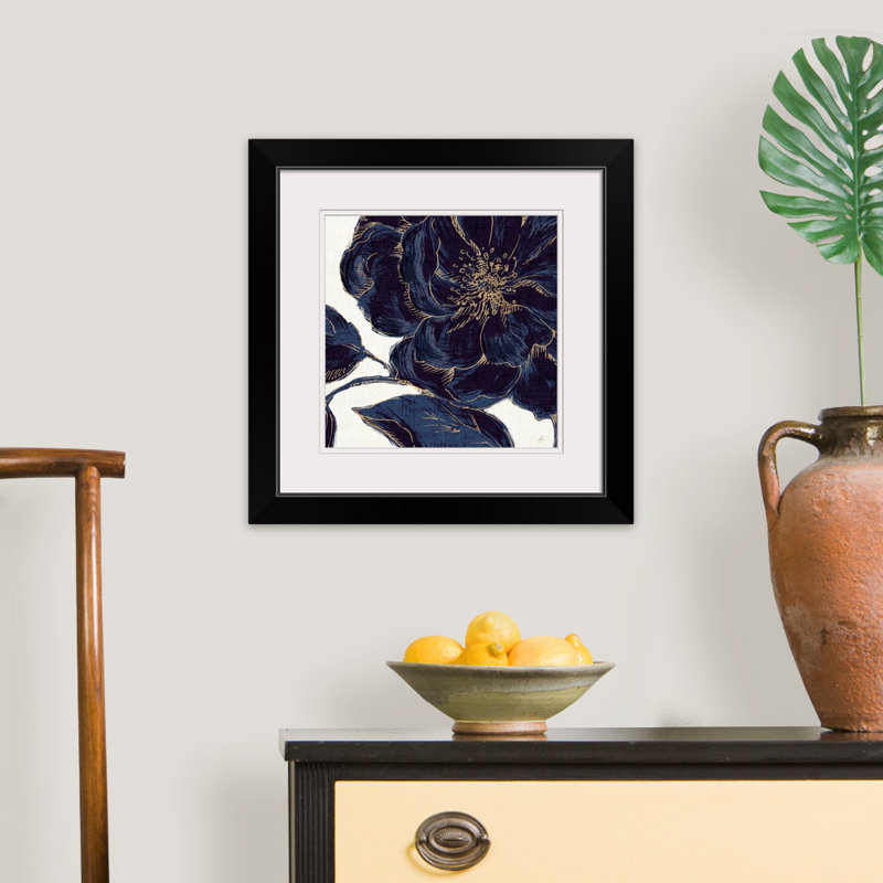 «Indigo Garden II», reproduction d'impression, Cadre noir, H 20" x l 20" x P 1"