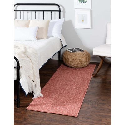 Everyday Solid Machine Woven / Power Loomed Performance Rust Red Rug